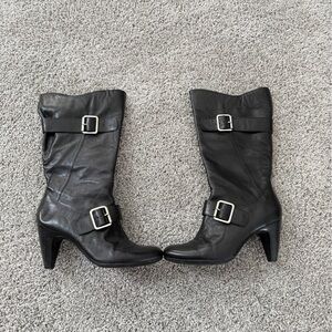 BCBGeneration Black Heeled Boots with Buckles